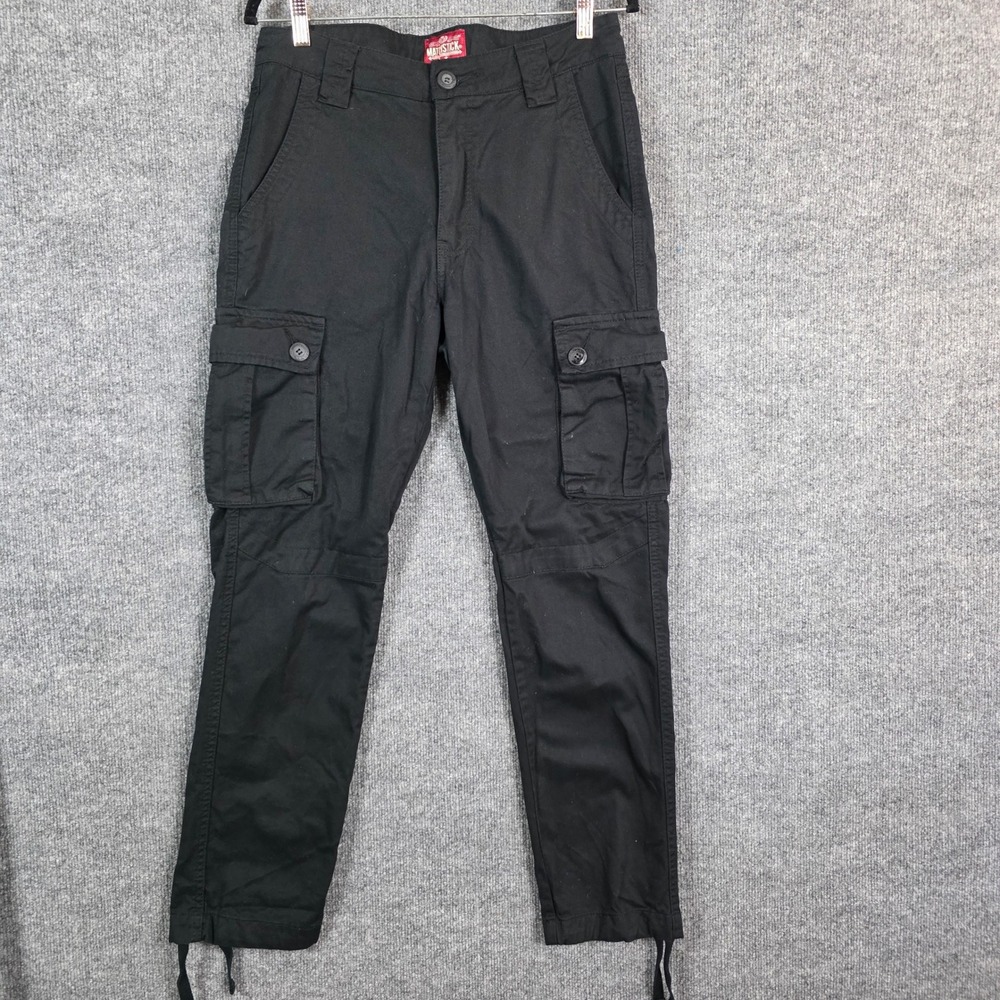 Matchstick Mens Cargo Pants Black Utility Military Surplus Grunge Goth 30x30